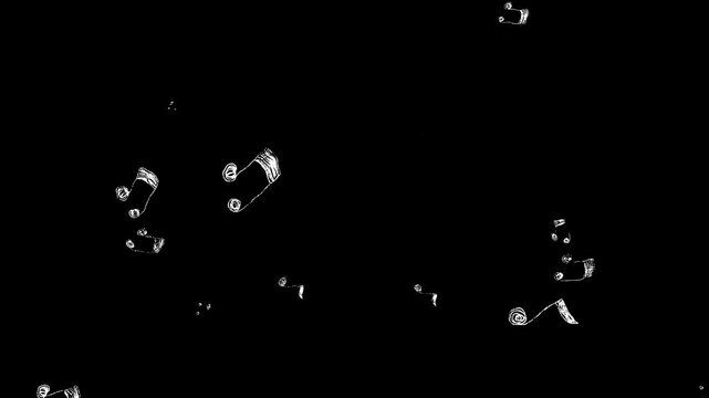 Music Notes Doodle Style. Hand-drawn musical notes motion. Simple hand drawn notes in doodle style, Music note animation doodle. Hand drawn music note, sound symbol in chalk crayon sketch style