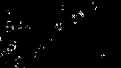 Music Notes Doodle Style. Hand-drawn musical notes motion. Simple hand drawn notes in doodle style, Music note animation doodle. Hand drawn music note, sound symbol in chalk crayon sketch style