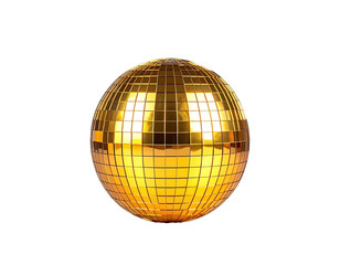 Fototapeta premium Golden mirrored sphere, reflecting light, isolated on black background