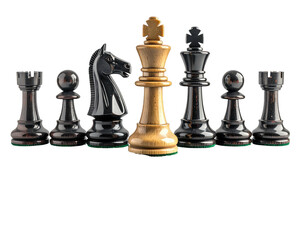A chess game mid-setup, with pieces standing on a black background