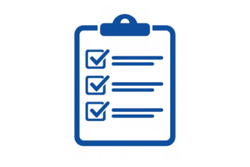 Clipboard with document and blue check marks representing checklist, to-do list, organization, planning, and task management symbol