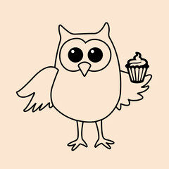 Fototapeta premium Owl with a cake