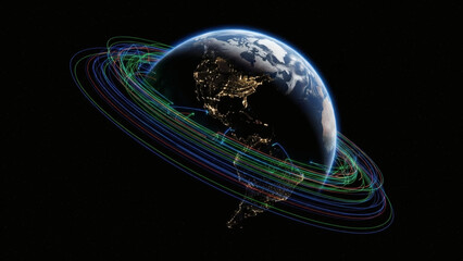Planet Earth with Ring System in Space.