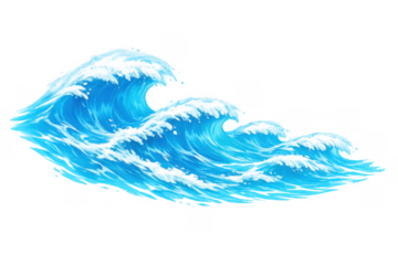 Powerful blue ocean waves creating white foam and splashes in sea surf, embodying dynamic water movement