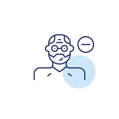 Fototapeta premium Middle-aged man and minus. Remove user, delete avatar. Reduce profile access. Pixel perfect, editable stroke vector icon