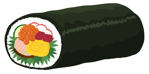 恵方巻のイラスト（節分の日・太巻き寿司・1本） © nozomi_302