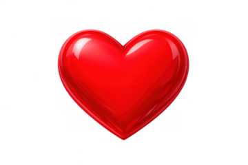 Red glossy 3d heart icon expressing love, romance, passion, and valentine's day on transparent background