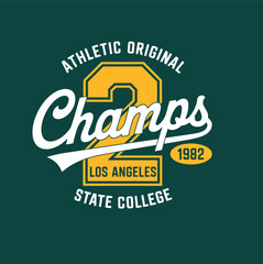 Green and yellow Los Angeles State College 1982 champs with number 2