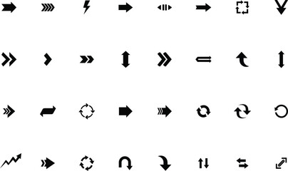 A collection of distorted and pixelated symbols and arrows