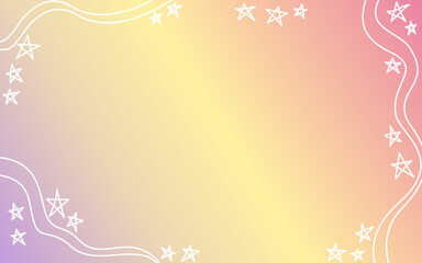Pastel Gradient Background with Hand Drawn Stars and Wavy White Lines