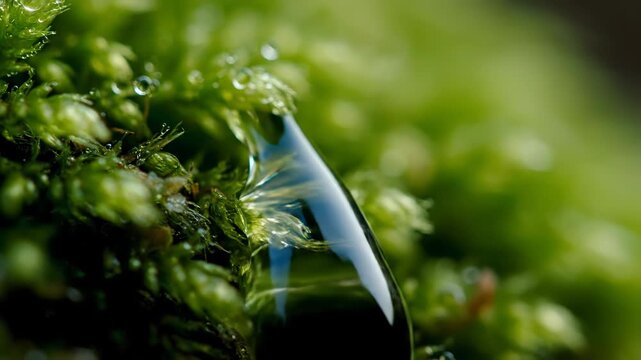 Dew Drop on Leaf Close-up Footage in Nature Environment