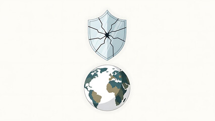 Shield and Globe Icon Representing Internet Security and Global Protection