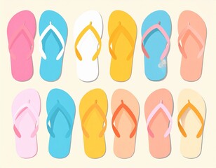 Colorful Summer Flip Flops Set
