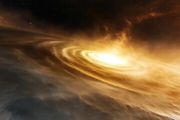 Swirling gas clouds form luminous spiral in distant galaxy at the edge of the universe