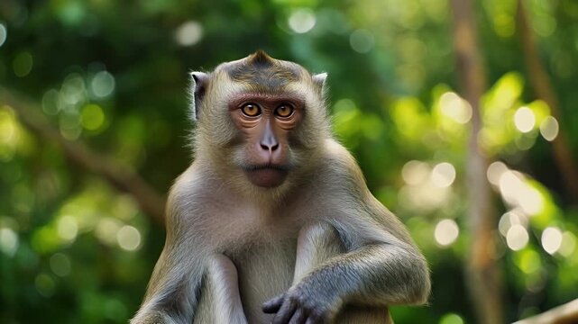 Adorable Monkey Portraits in Lush Green Forest Setting, A Wildlife Photography Session