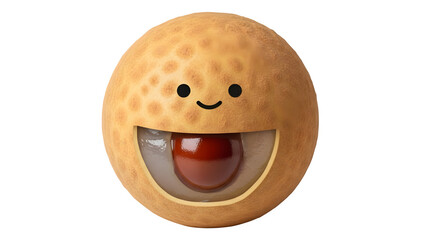 Smiling peanut shell with tongue isolated on transparent background