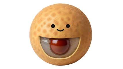 Smiling peanut shell with tongue isolated on transparent background