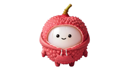 Pink creature isolated on transparent background with smiling face