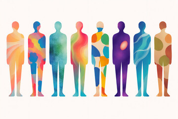 diverse human silhouettes colorful abstract illustration representing inclusion and identity