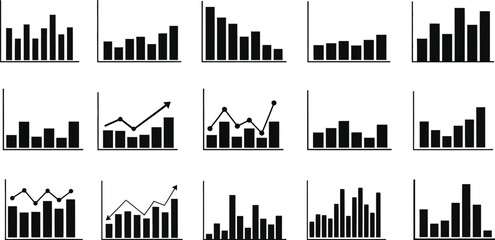 Fototapeta premium Collection of various bar and line graphs for data analysis and visualization