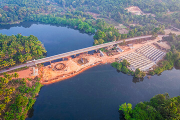 bridge construction, indian road bridge, new road construction, river bridge