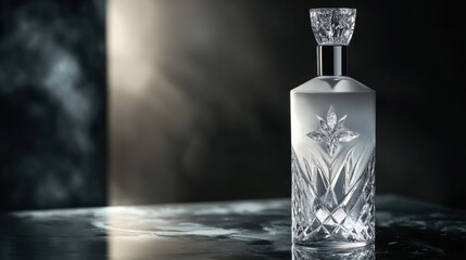 Luxurious vodka bottle with diamond cut crystal design for elegant bar settings