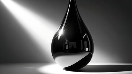 Black Pear Shaped Object with Dramatic Lighting
