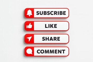 Social media engagement buttons for subscribe like share and comment