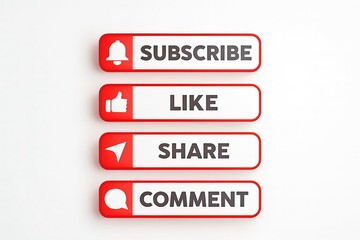 Social media buttons for subscribe, like, share and comment
