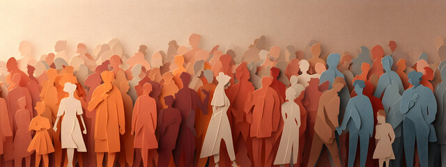 A Diverse Crowd of People in a Paper-Cut Style A Collection Representing Humanity