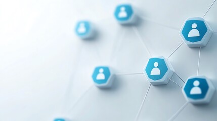 Human resources networking concept with 3D person icon on podium representing leadership, talent management, and corporate recruitment