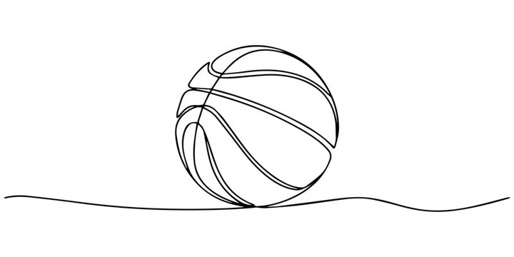 One continuous line drawing basketball. Sport ball concept. Editable stroke. Outline vector illustration, continuous line of basketball.one line drawing of vector illustration. line art isolated.
