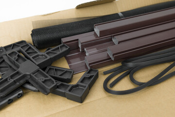 Package of Unassembled Screen Net Door or window mesh