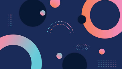 Obraz premium Abstract geometric shapes in pink, blue, and peach tones on a dark navy background