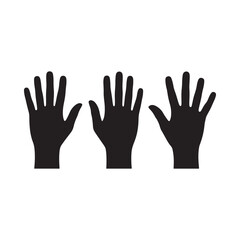 Obraz premium Three black hand silhouettes waving against a white background