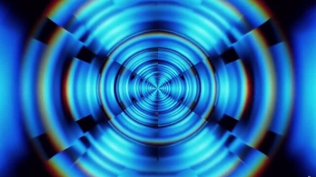 Blue abstract segmented radiating pattern forming a holographic tunnel in a seamless loop, creating a futuristic and immersive motion background.