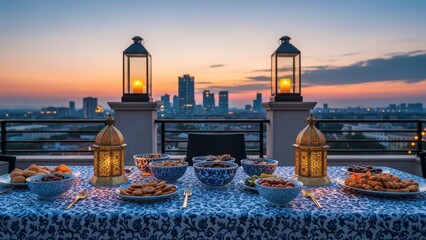 Panoramic sunset view of old town Gdansk Poland architecture reflecting in the river water with urban clouds over the church tower and city bridge landscape
