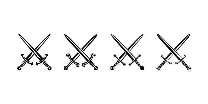 Two crossed swords symbol battle fight weapon duel graphic combat ancient