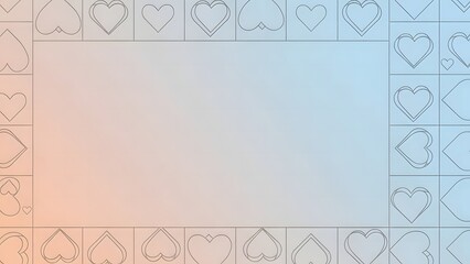A minimalist heart outline frame with a soft gradient background for romantic themes