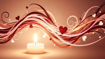 Warm candlelight and wavy heart patterns create a loving and romantic background