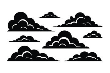 Black Silhouette Clouds on White Background