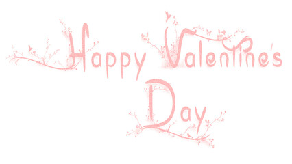 Happy Valentine's Day Floral Design Soft Pink Pastel greeting card,poster Hand drawn text lettering