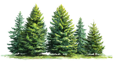 Obraz premium Serene Pine Forest Silhouette isolated on white background 