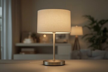 Generative AI Elegant Table Lamp with Warm Lighting and Modern Design.