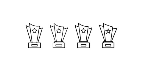 Set of black and white icons showing trophy, award, achievement, and prize