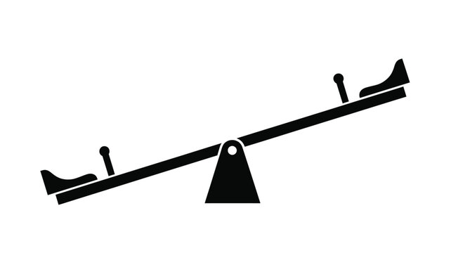 Simple black and white seesaw illustration with a minimalist silhouette