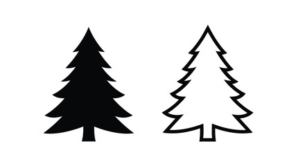 Obraz premium Two evergreen trees one solid and one outline a striking silhouette