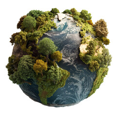 Earth with lush greenery in vibrant colors with detailed texture for environmental awareness