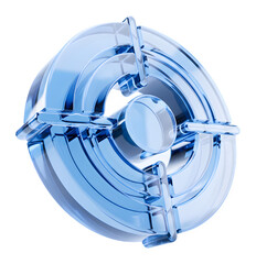 3D Blue Glass Target, Aim Icon, Goal Symbol, Crosshair Focus, Sniper Sight, Glossy Bullseye, Precision Element