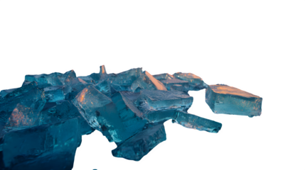 Glowing Blue Ice Shards isolated on white background